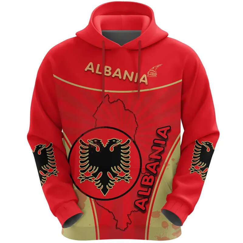 Flag Albania Hooded Sweatshirts New In Hoodies Tracksuit Fashion Pullovers Albanian Emblem Eagle D Print Tops n