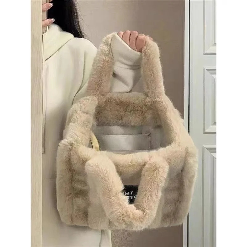 JIAERDi Casual Fur Tote Bag For Women Handbag Autumn Winter Plush Messenger Haruku Aesthetic Shopper Female 241017