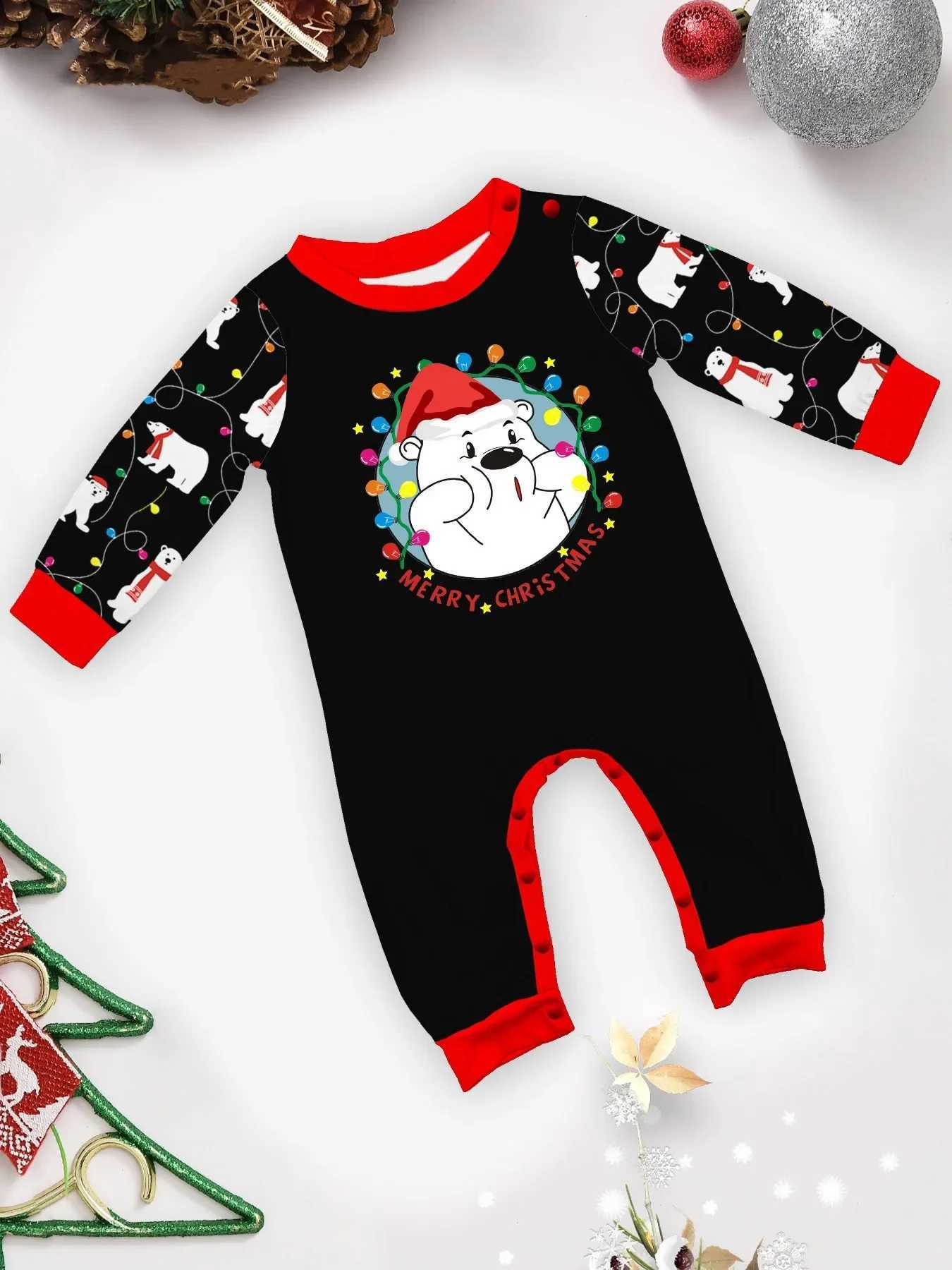 New Cartooon Bear Print Family Pajamas Set Parent-child Matching Outfits Christmas Clothing Casual Loose Pyjama Xmas Family LookXJ241008