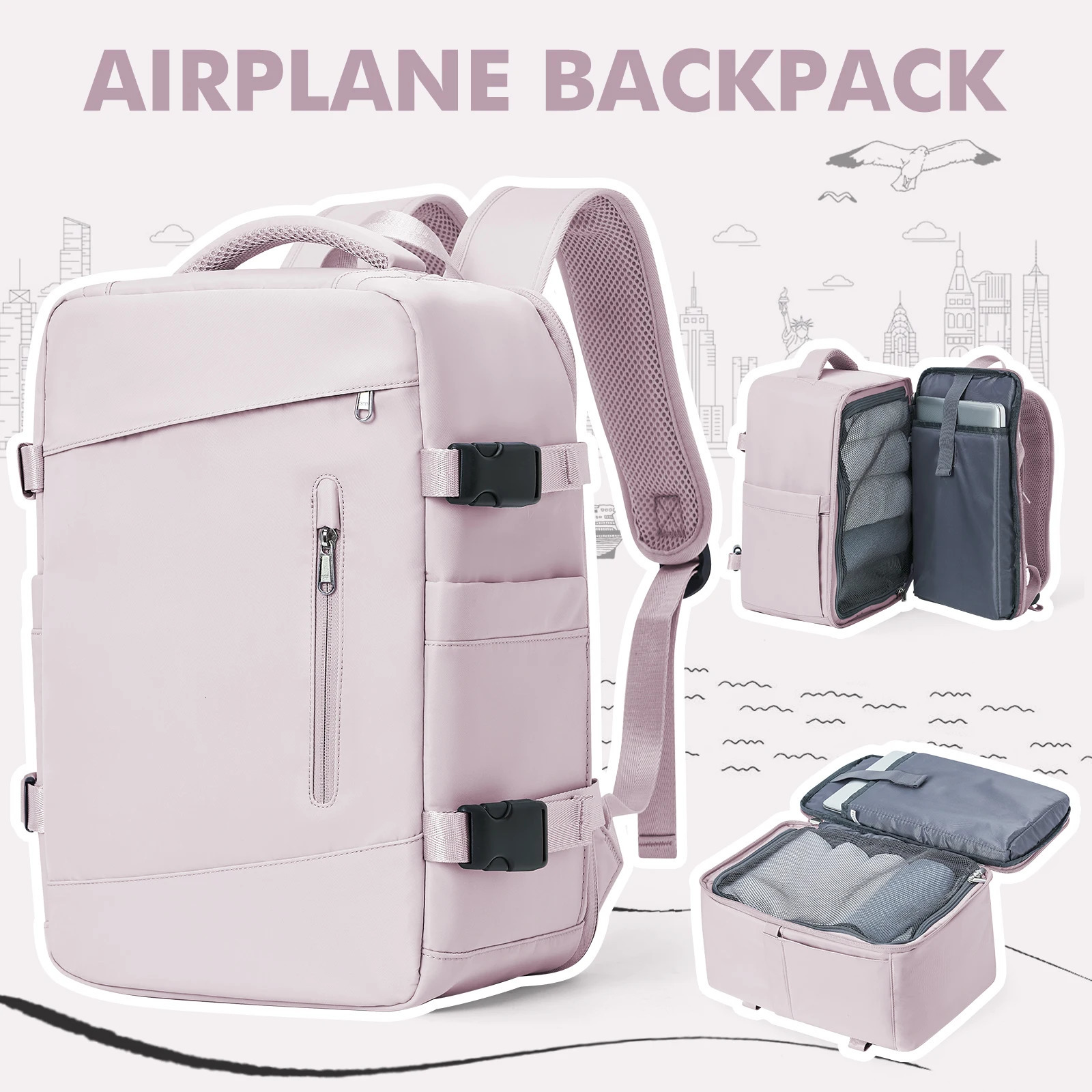 Womens backpack travel bag cabin bag Ryanair 40x20x25 plane travel bag mens Laotop backpack Wizzair carry it with you 241023