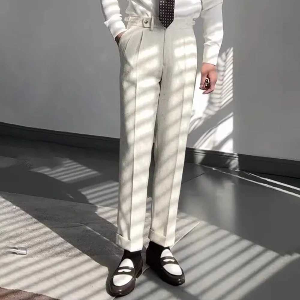 Man Pants Business Casual High End Suit Pants British Fashion Formal Wear Niche Paris Buckle Straight Trousers MenS ClothingX241023