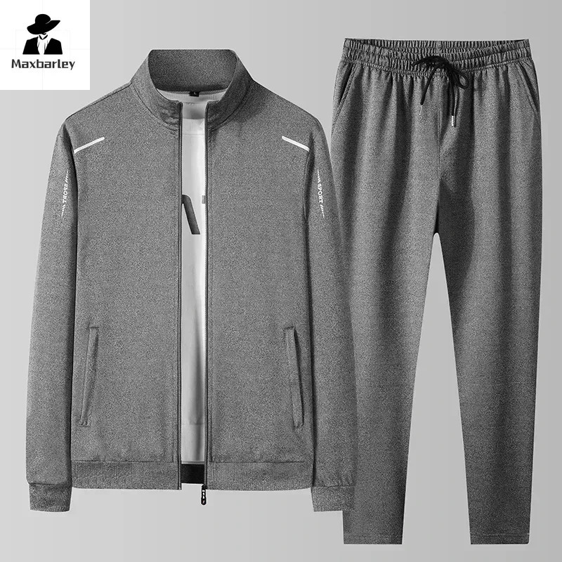 Spring/Autumn Sportswear Mens Sweatpants Set Two piece Black Sportswear Hip Hop Street Clothing Running Sportswear 241023