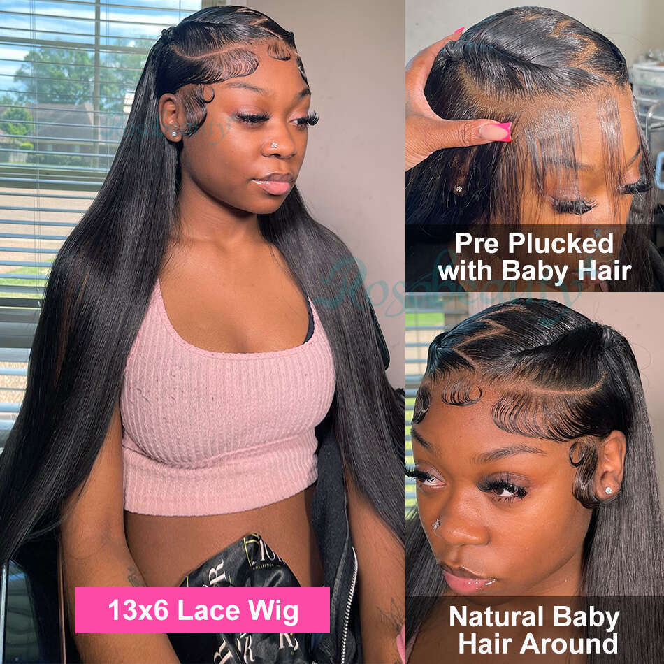 13x6 Hd Transparent Frontal Human Hair Wigs Brazilian Remy Pre Plucked Bone Straight 13x4 Lace Front Wig For Women