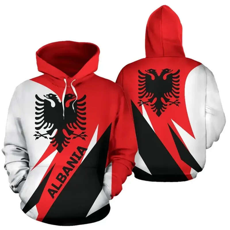 Flag Albania Hooded Sweatshirts New In Hoodies Tracksuit Fashion Pullovers Albanian Emblem Eagle D Print Tops n