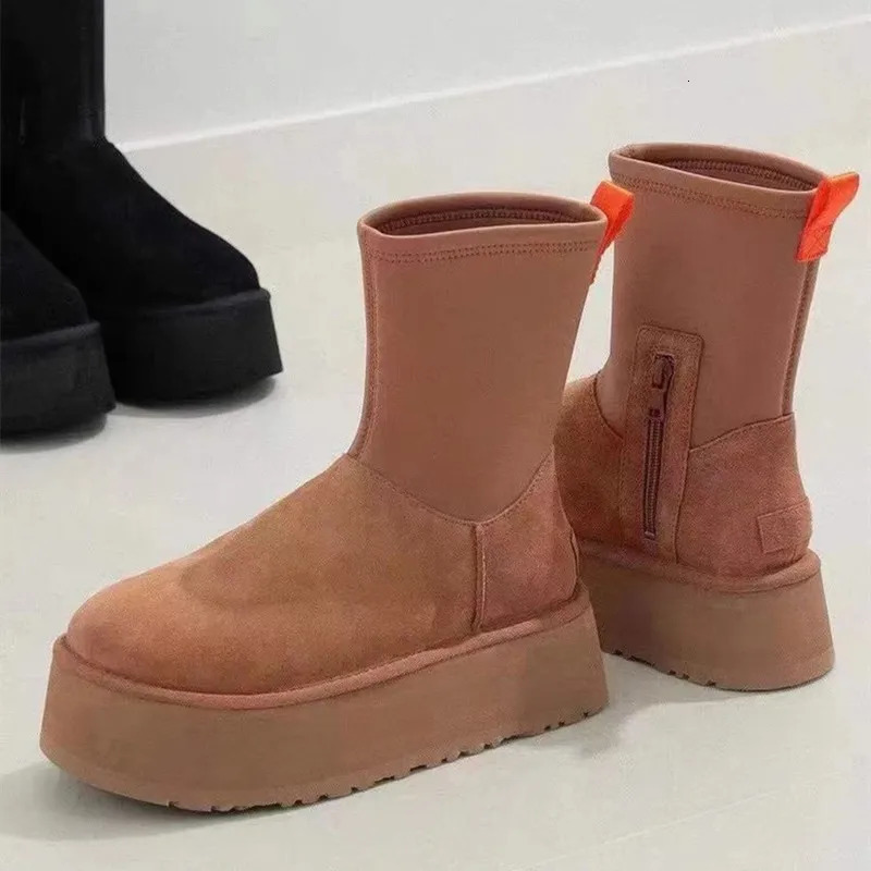 Winter Suede Cotton Warm Ankle Snow Boots Thick Bottom Gothic Short Plush Walking Shoes Womens 241022