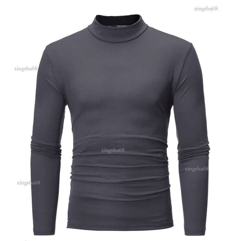 Men's T-Shirts Jodimitty Winter Warm Half High Collar Fashion Thermal Underwear Men Mock Neck Basic T-shirt Blouse Pullover Long Sleeve Top 22090