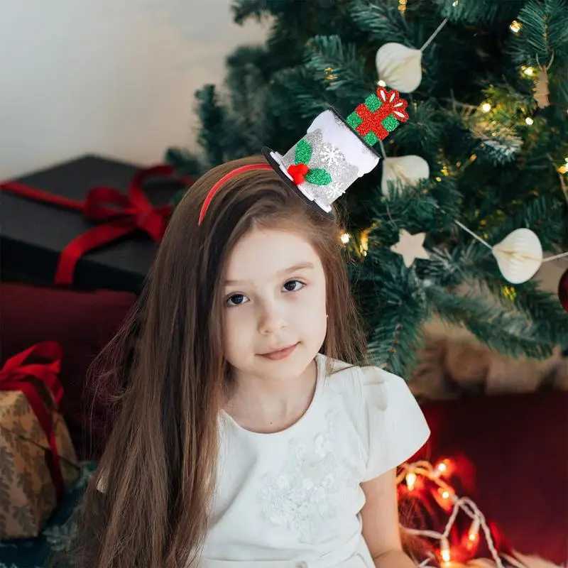 Christmas Hat Headband Red Green Silver Elastic Christmas Headwear Comfortable Classic Christmas Decorations For KidX241021
