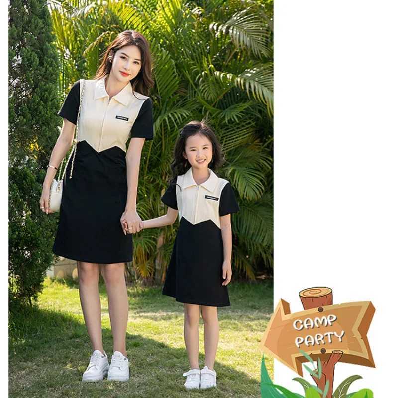 2024 Summer Matching Family Clothes Parent-child Outfit Mom and Daughter Dress Korean Dad and Son Tops + Shorts Two Piece SetsXJ241008