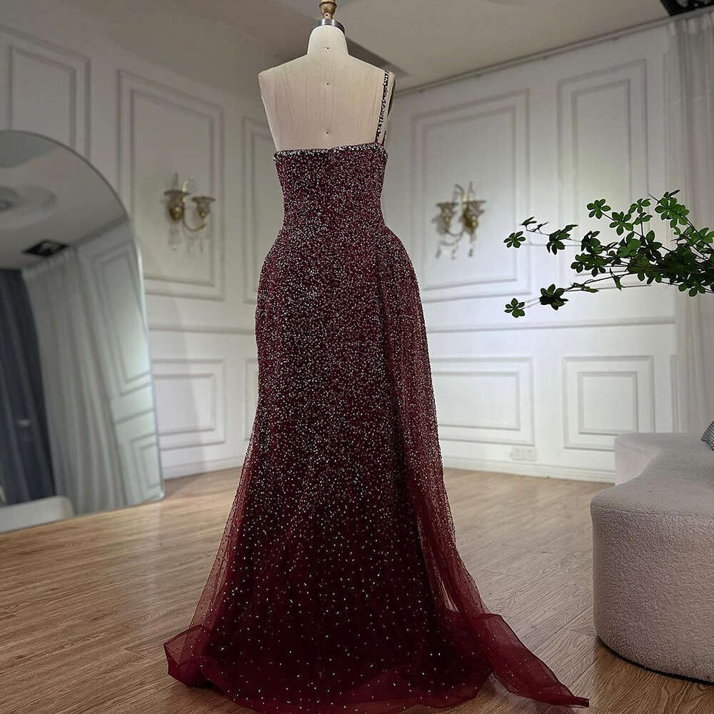 Serene Hill Turquoise Mermaid One Shoulder With Overskirt Beaded Evening Dresses Gowns 2024 For Women Party
