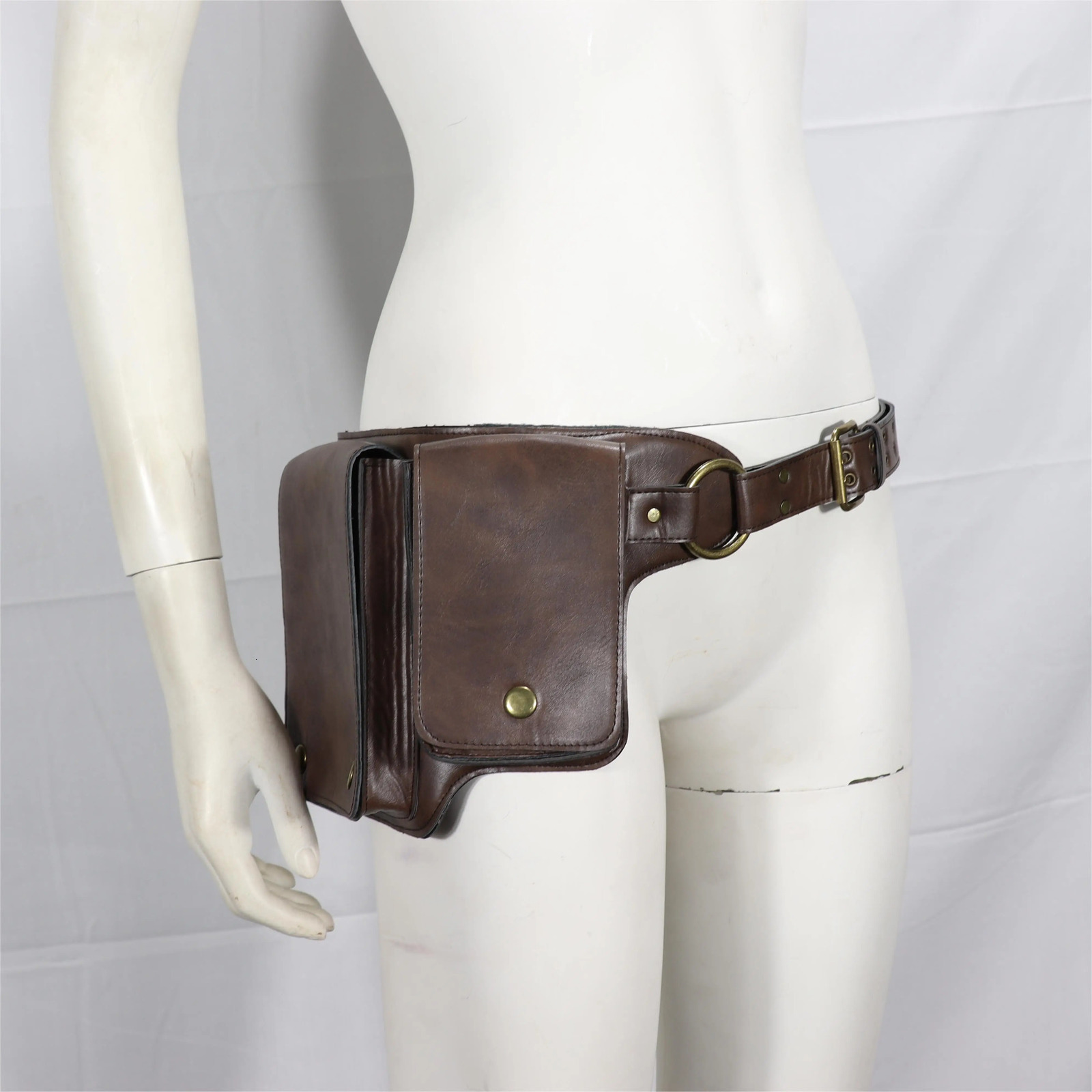 Medieval Adjustable PU Leather Practical Pocket Womens Retro Hip Bag Waist Bag Viking Warrior Larp Role Playing Accessories Wallet 241023