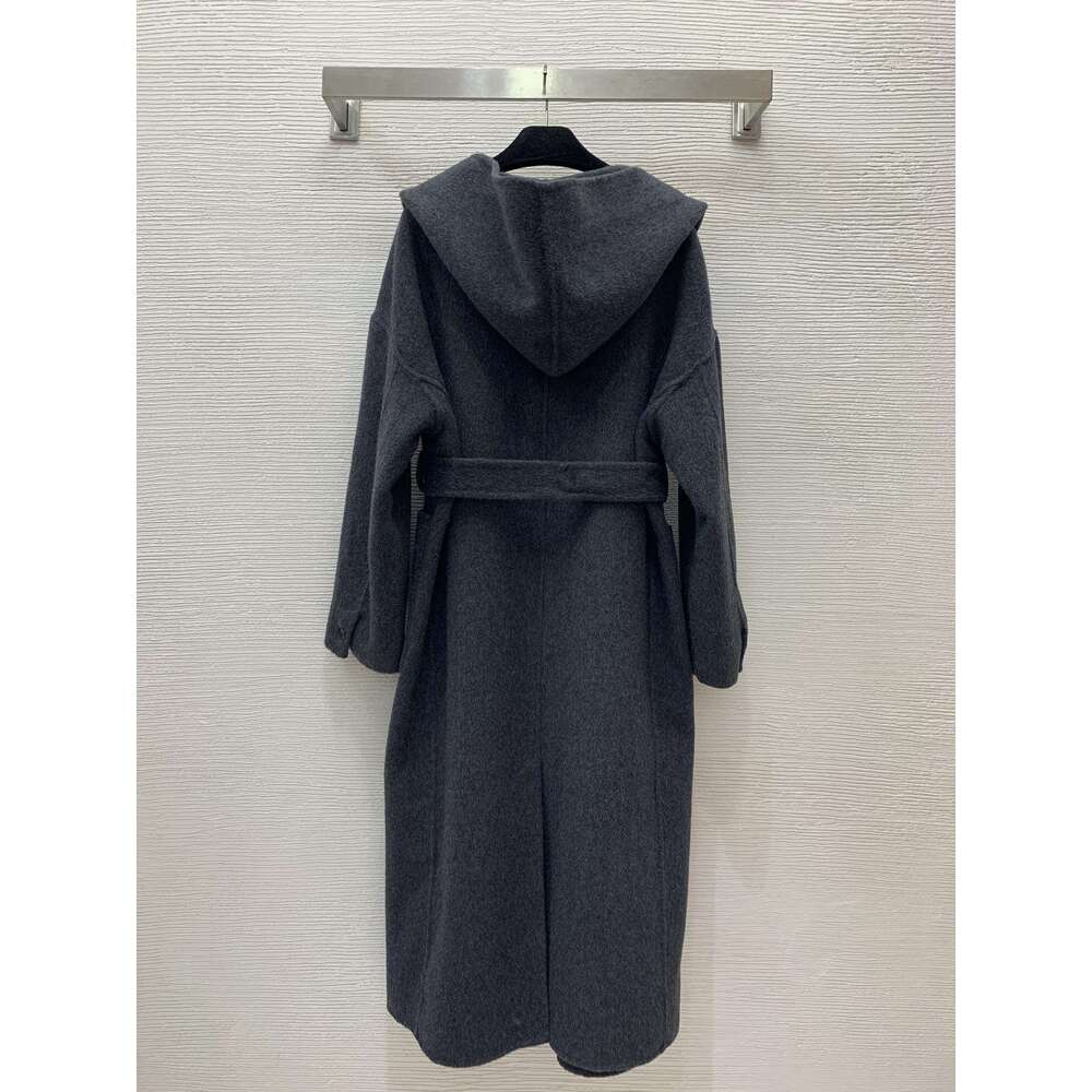 Korean Style Lapel Tie Casual Elegant Double-Faced Cashmere Coat Women