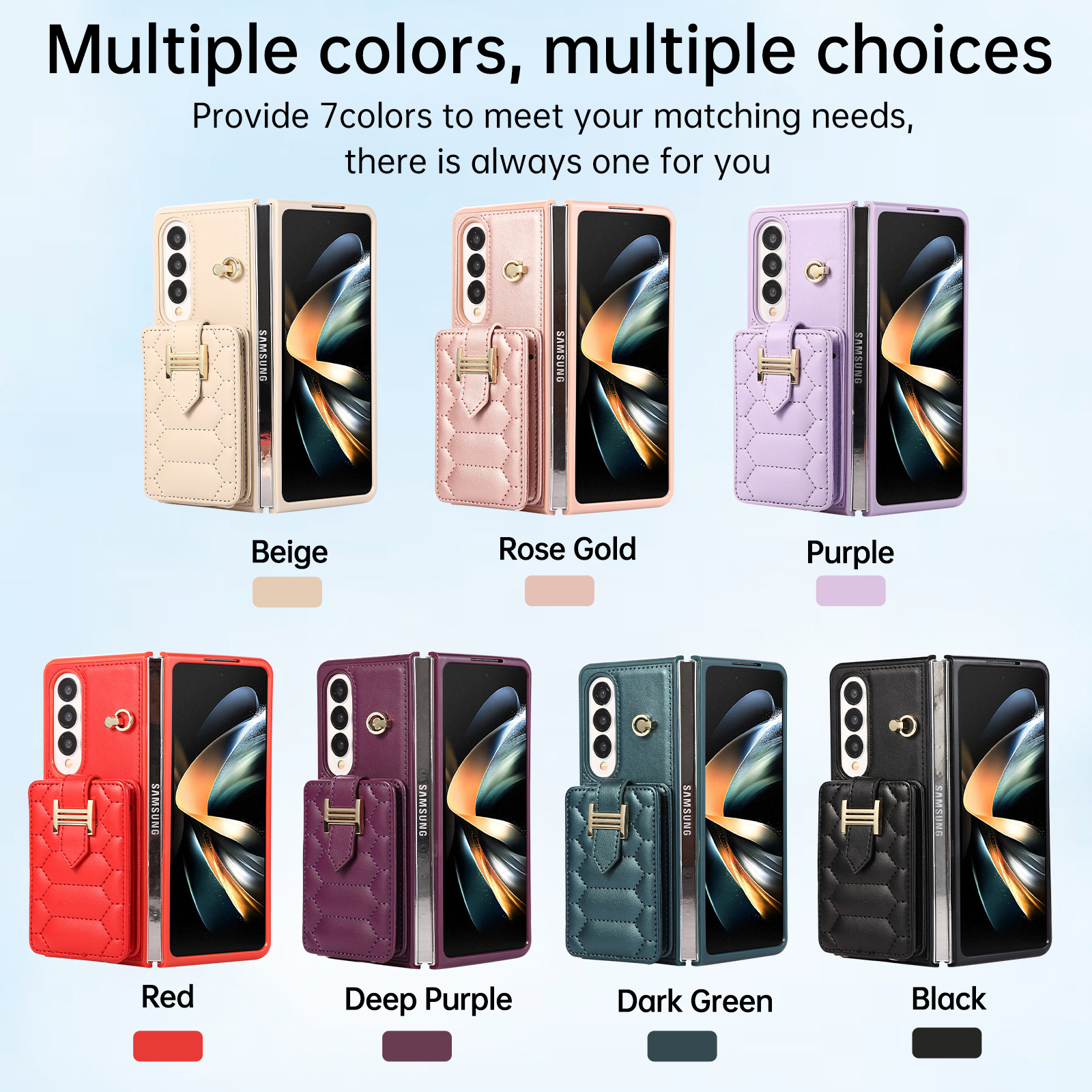 Crossbody Wallet Bag Cases for Samsung Galaxy Z Fold 6 5 4 3 Fold4 Fold5 Fold6 Folding Card Slots Holder Stand Leather Purse Phone Cover With Wrist/ S