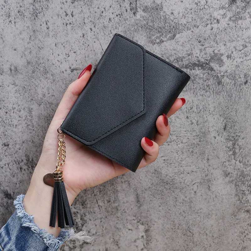Fi Womens Wallet Cute Student Tassel Pendant Short Wallet Trend Small Fi Purse Coin Purse Ladies Card BagXJ250624