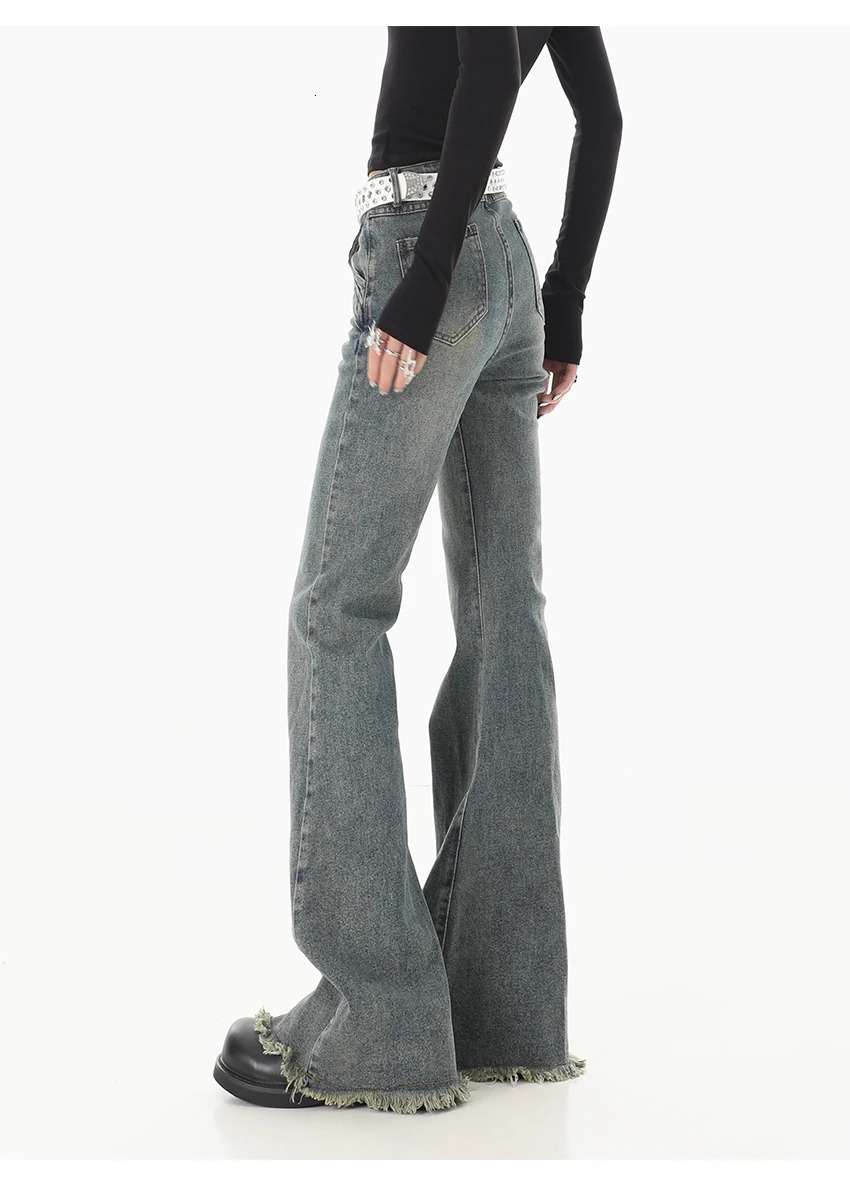 Womens Korean Fashion Bell Bottom Flare Jean Y2k Japanese Street Clothing Low Rise Denim Pants 2000s Fashion Kpop Gyaru Retro Style 241023