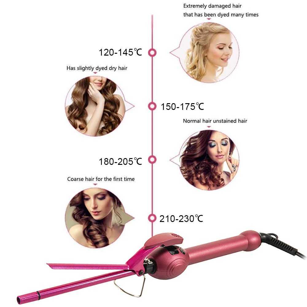 New Arrival 9mm Mini Curler Pro Curling Iron tourmaline Ceramic Barrel Curling Iron Rod LCD Display Female Beauty Styling Tool Z241022
