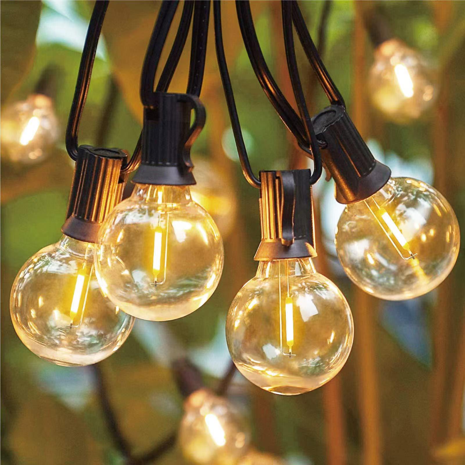 G40 LED Outdoor String Ball Lights 7.6M/15M Shatterproof Patio Lights For Outside Backyard Porch Garden Decor