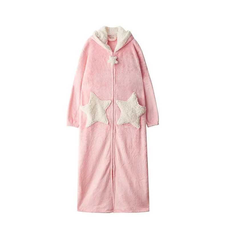 Couple Shower Clothes Winter Spwear Star Hoodie Long Bathroom Warm Plush Mens and Womens Terry Robe Korean New Pajamas Evening Dress W241023