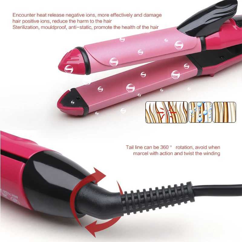 New Arrival JINDING 2-in-1 hair straightener ceramic flat iron hair straightener hair care and styling tool 110-220V Z241022