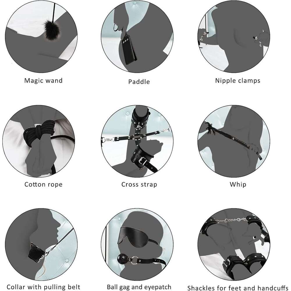 UTIMI Bondage for Sex 11 Pcs BDSM Leather Bondage Sets Restraint Kits for Women and Couples