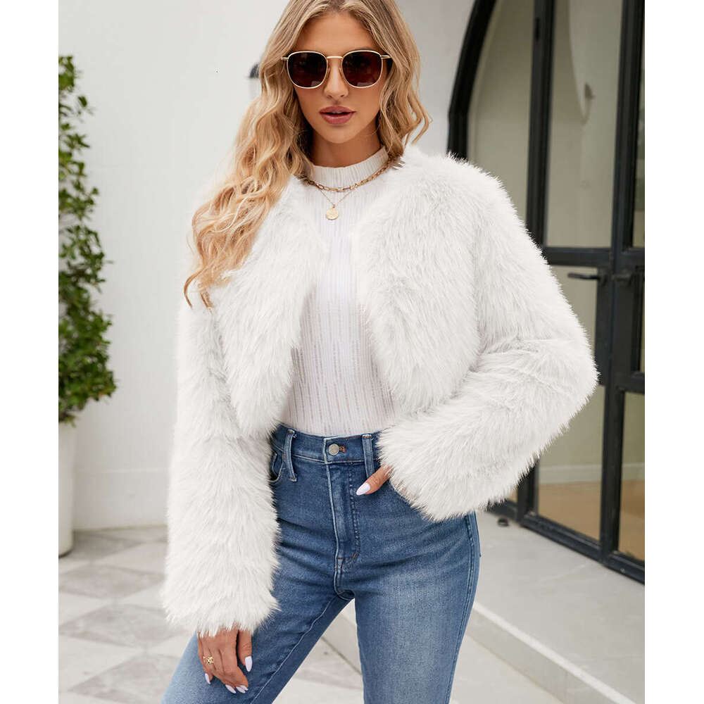 Urban Style Faux Fur Coat Women Casual Top Short Comfortable Fashion Slim Jackets Long Sleeves Y2k Autumn Winter Streetwear