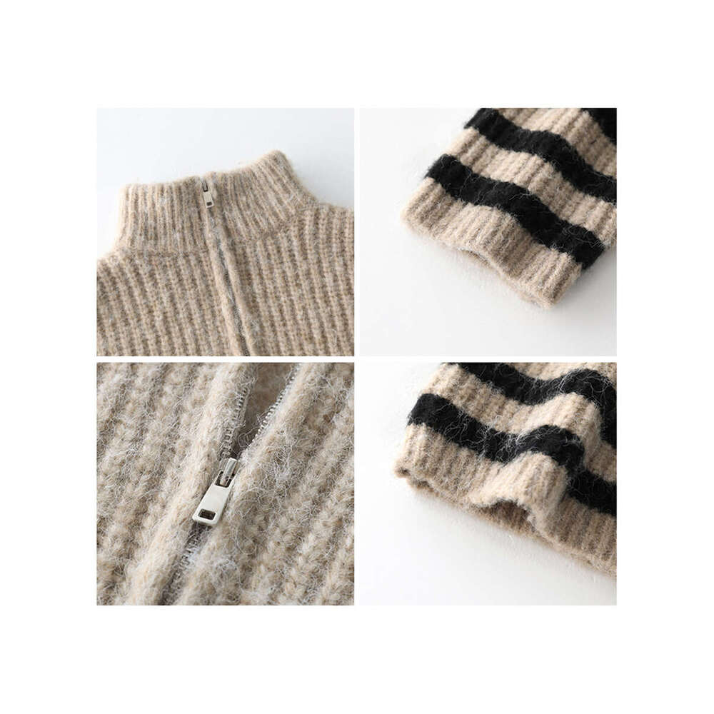 CHIC VEN Women's Sweaters Turtleneck Zipper Contrast Stripe Jumpers Thickened Pullovers Warm Female Coat Autumn Winter 2022