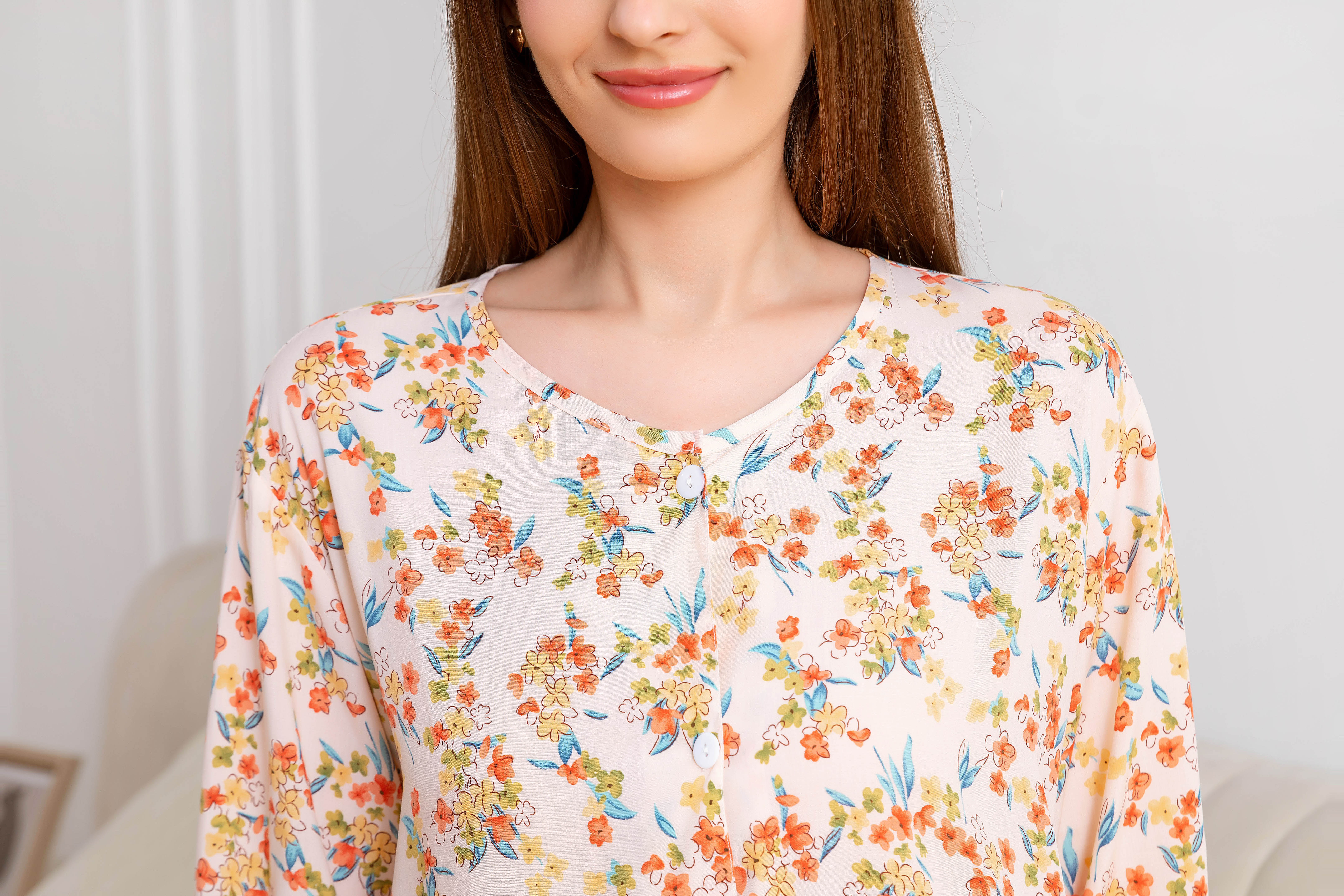 Ladies Inulin Floral Design Sleepwear Shorts & Top Ensemble (D202) - Soft PJs