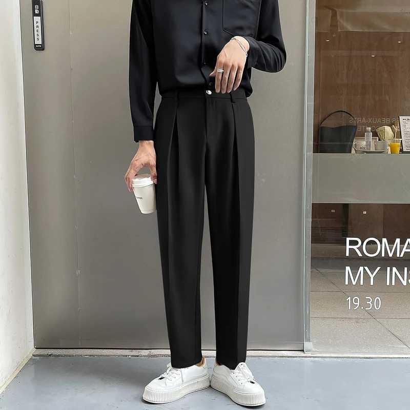 Black Suit Pants Men Slim Fashion Social Mens Dress Pants Korean Loose Casual Straight Pants Mens Office Formal Trousers M-3XLX241023