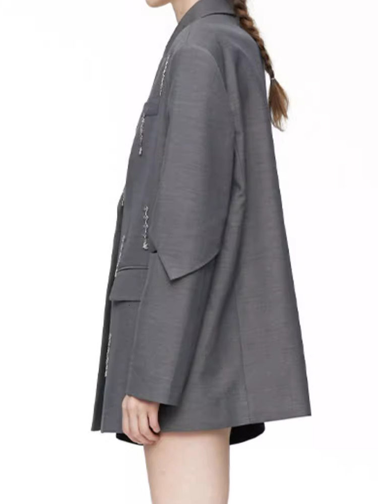 DEAT Fashion Women's Blazer Notched Collar Hollow Out Dia Tassel Decorate Loose Design Suit Jackets Summer 2024 New 7Ab3873