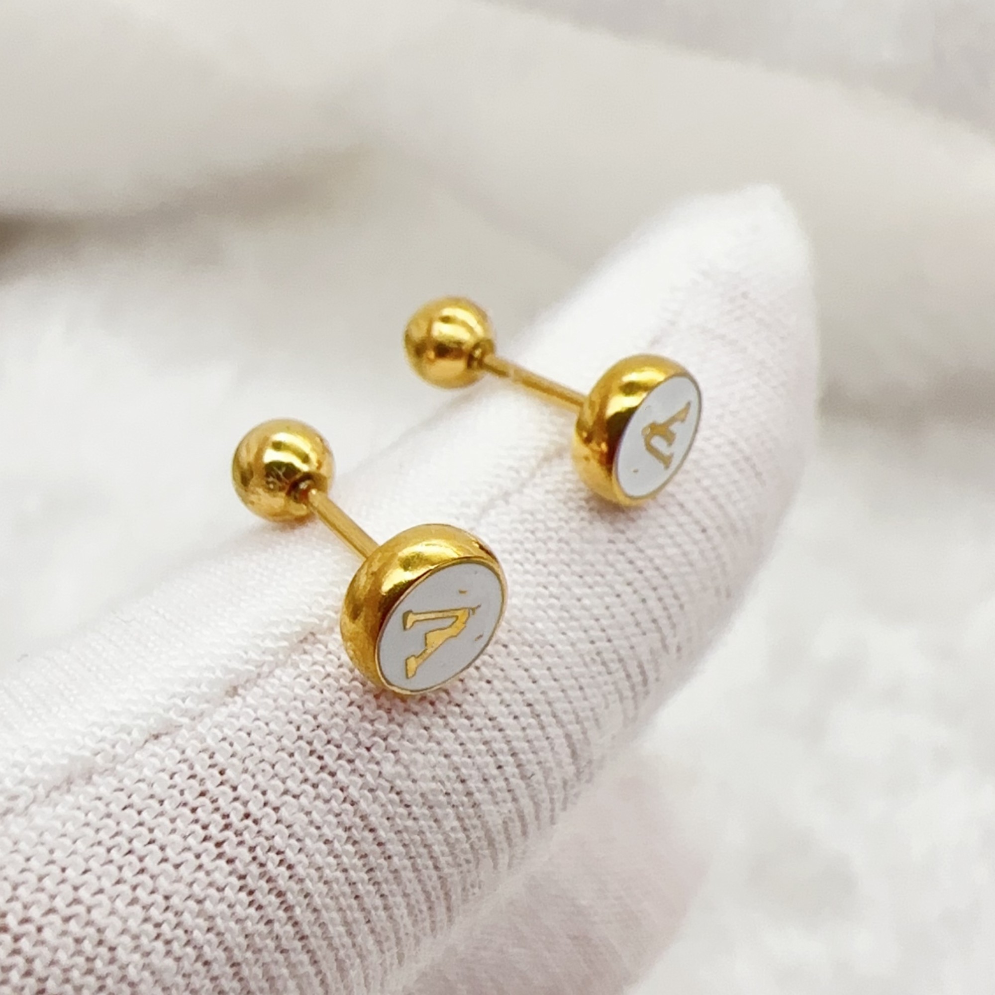 Simple Cute girl small luxury designer enamel letter stud 18K gold silver earrings 316L stainless steel women teenage jewelry christmas gift daily outfit