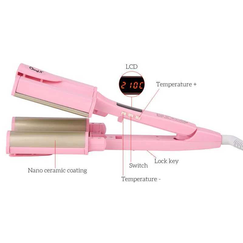 New Arrival Professional curly iron 26/32mm 3-barrel curly Chicken rolls curly big wave curly iron ceramic curly hair wave modeling tool Z241022