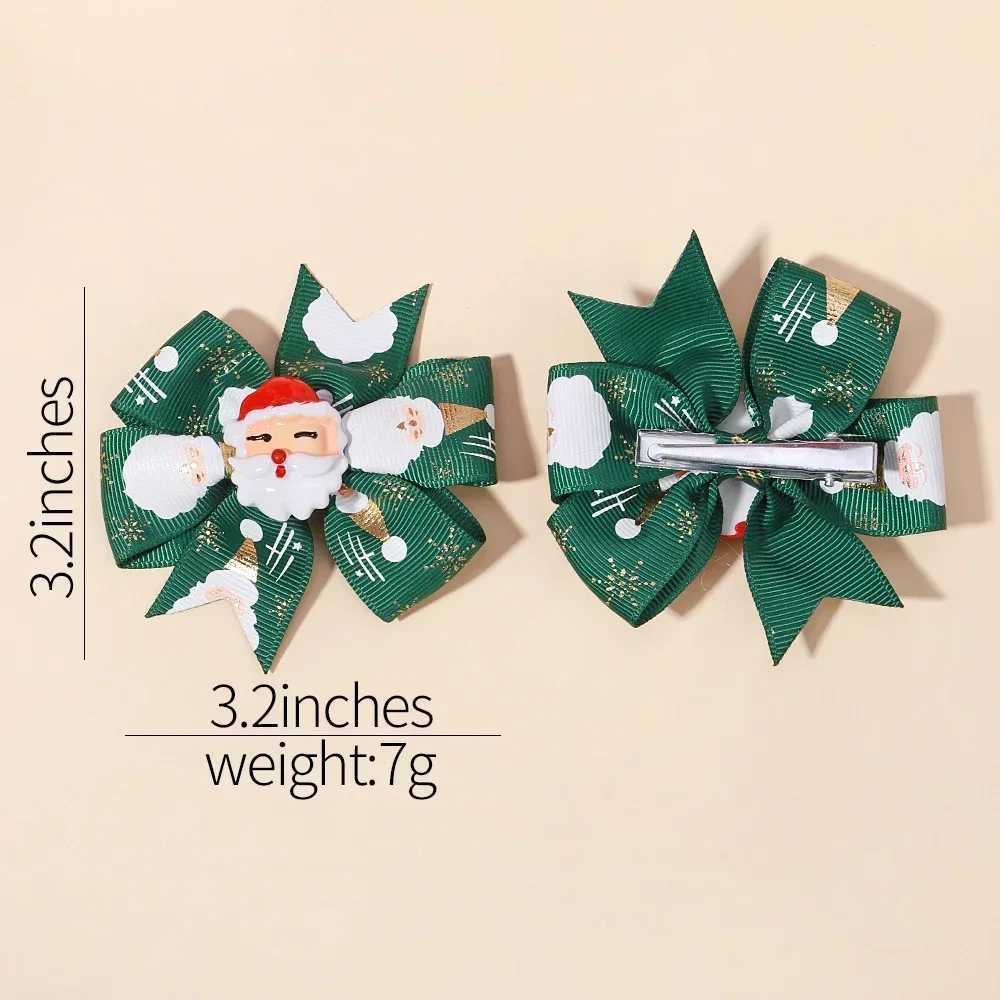 4Pcs/lot Cute Christmas Hairpin New Year Party Ribbon Hairclips for Kids Snowman Santa Claus Holiday Decoration Hair AccessoriesX241022