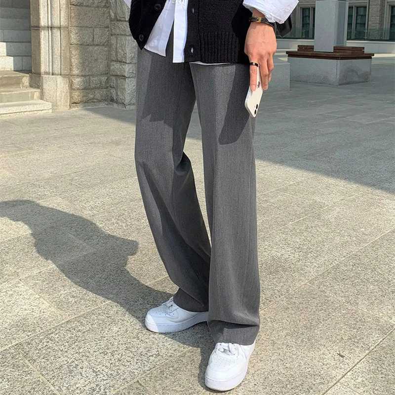 Black Gray Suit Pants Men Fashionable Social Mens Dress Pants Korean Loose Casual Straight Trousers Mens Office Formal PantsX241023