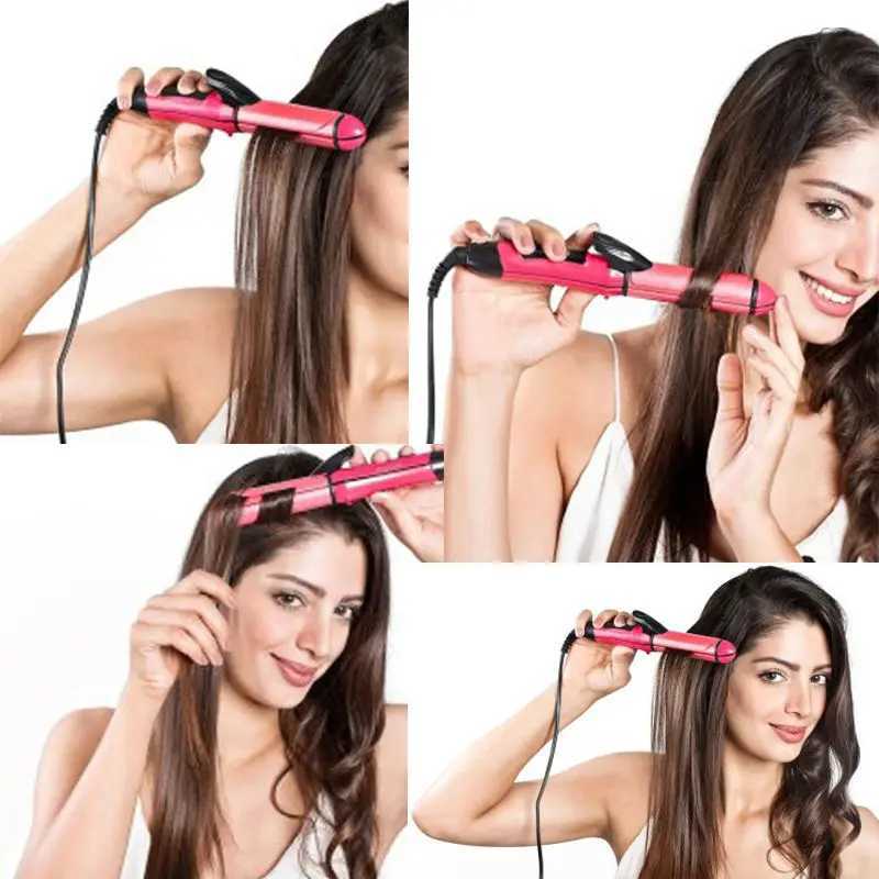 New Arrival JINDING 2-in-1 hair straightener ceramic flat iron hair straightener hair care and styling tool 110-220V Z241022