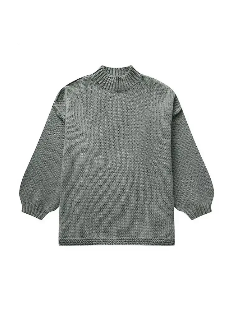 Casual Solid Knit Womens Sweater Lantern Sleeve Loose Lady Pullovers Spring Autumn Knitwear Thick Soft Warm Jumper Tops 241021