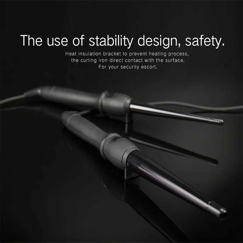 New Arrival Professional LCD Electric Curler Cone Quick Heating Curler Single Tube Ceramic Glue Cone Hairstyling Tool Z241022