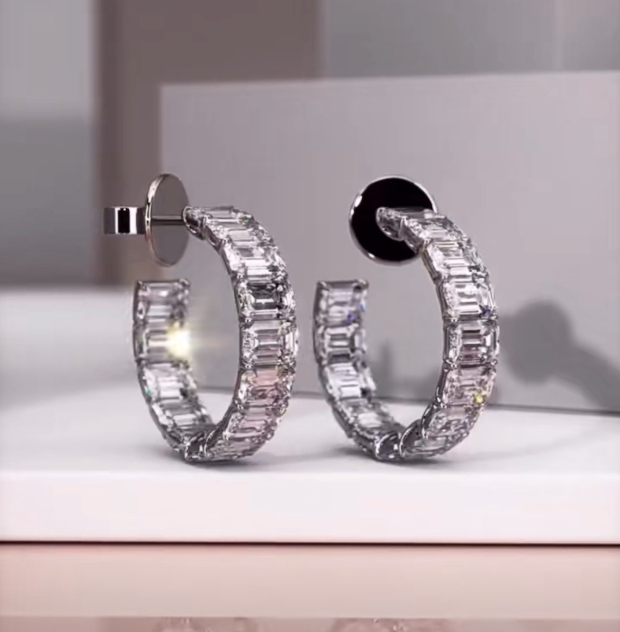 Sparkg Sterg Sier Emerald Cut White Cubic Zirconia Stud Earrings for Women