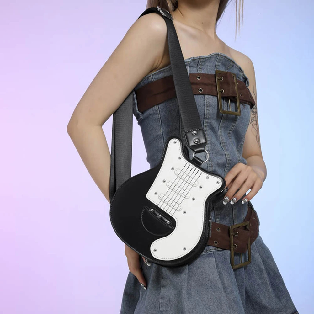 Creative guitar shaped cross body bag womens fashionable shoulder bag PU leather sling bag handbag 241023