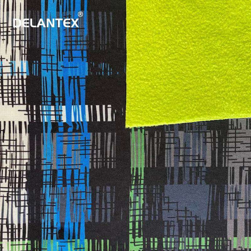 Delantex Water Proof Digital Printed 4 way spandex stretch jacket fabric bonded with micro polar fleece