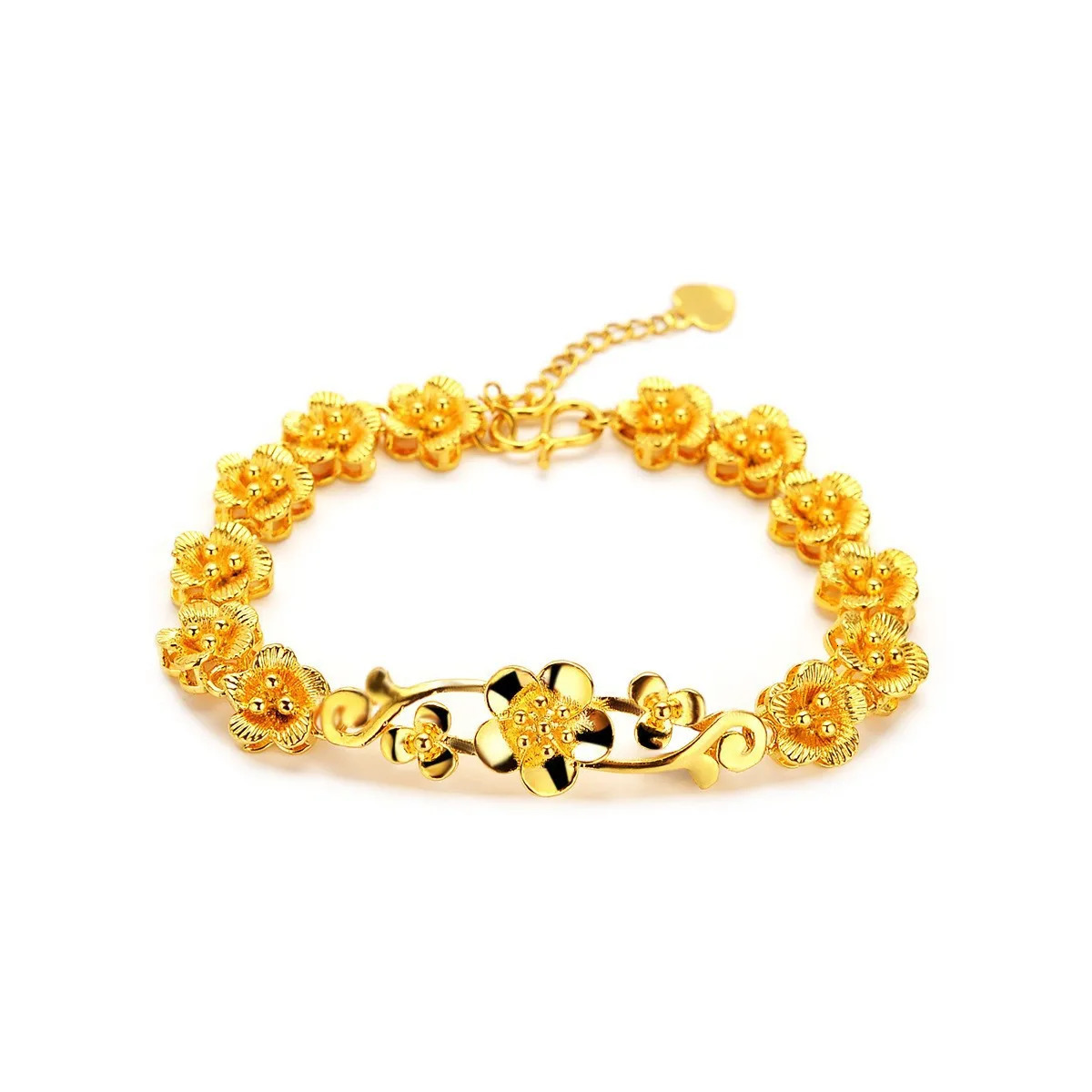 AU999 Gold Bracelet 24K Pure Gold Womens Jewelry Fashion Trend Goddess Flower Bracelet Girlfriend Bracelet 240929