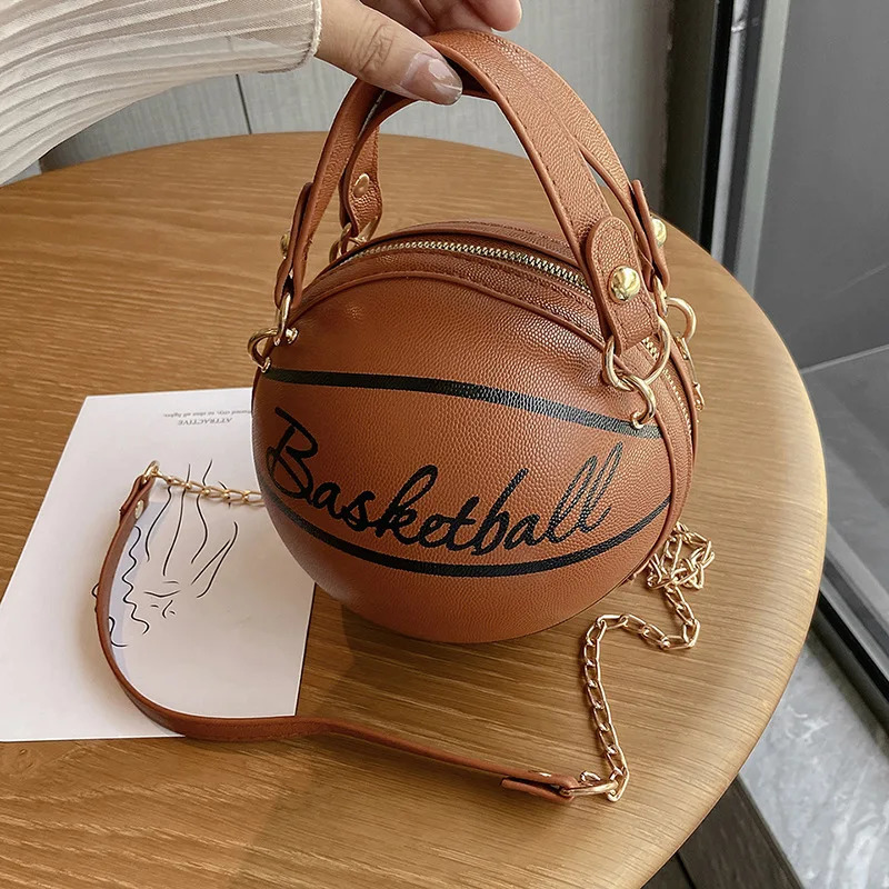 PU Basketball Womens Bag Network Red Football Bag Personalized Fun Pink Basketball Bag Ins Versatile Chain Shoulder Bag 241023