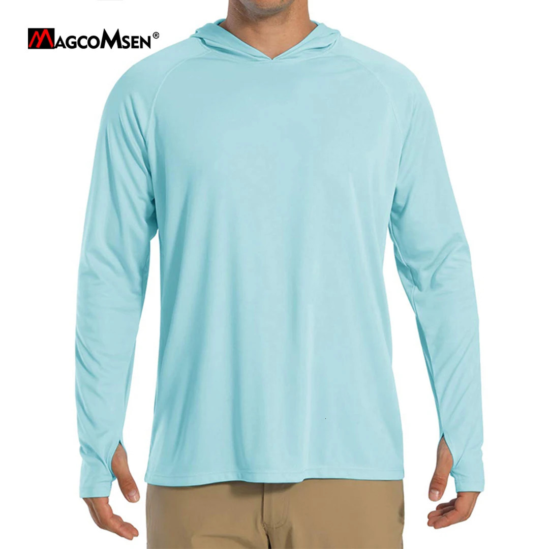 MAGCOMSEN Mens Hoodie UV Sunscreen T-shirt UPF 50Long Sleeve Quick drying Hoodie Summer Beach Leisure Sports Hiking Sweater 241023
