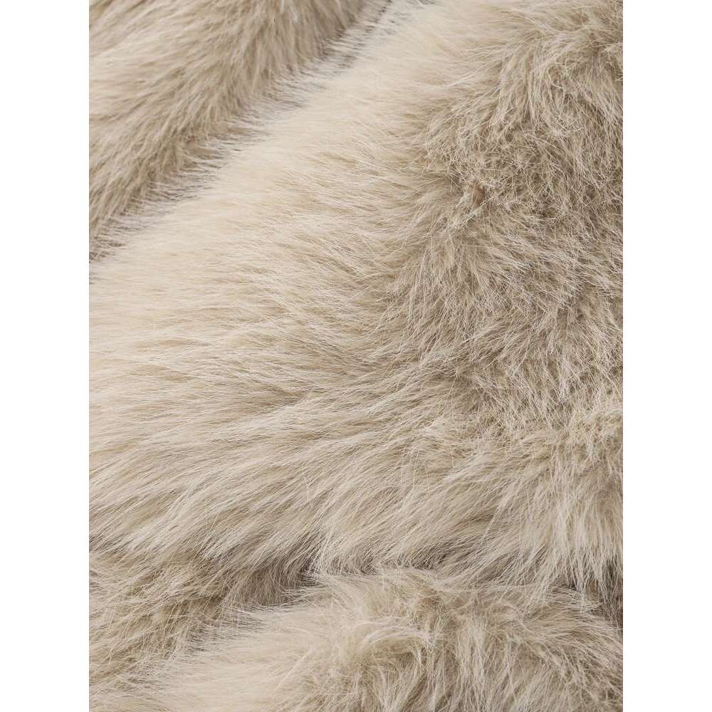 Lapel Faux Fur Jacket Women 2024 Newest Fluffy Long Sleeves Furry Coat Female Warm Gorgeous Ladies High Street Outerwear