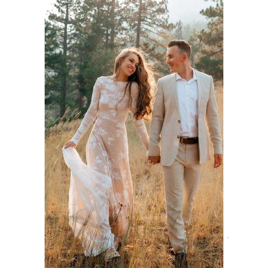 Lace Bohemian Romantic Tulle Wedding Dresses Sexy Backless A E Scoop Neck Appliques Quarter Sleeve Bridal Gowns Plus Size Bc18357 ppliques