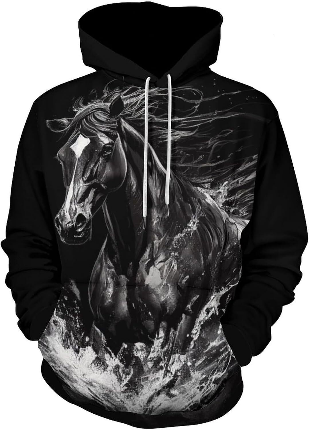 Hoodie for Mens Womens Mens Horse Hoodie 3D Art Retro Animal Horse Graphic Pullover Hoodies Graphic Hoodies sweatshirt Trendy Warmth