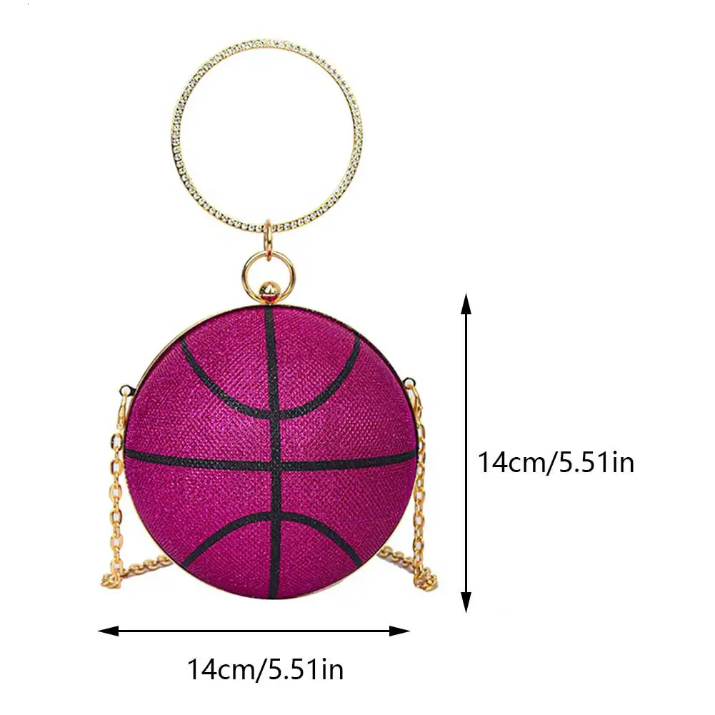 Womens fashionable shoulder bag rhinestone basketball evening bag novel handbag large capacity chain creative hanging bag 241023