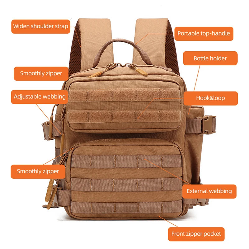 Mini Tactical 9L Backpack Camping Gym Backpack Outdoor Mens Mini Bag Daily Fitness Bike Hiking Backpack 241023