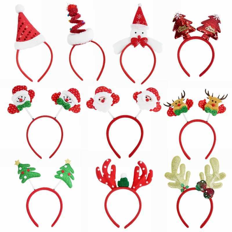 Christmas Headbands Cute Santa Snowman Elk Hair Band Christmas Decorations 2024 New Year Xmas Party Supplies Navidad Kids GiftsX241021