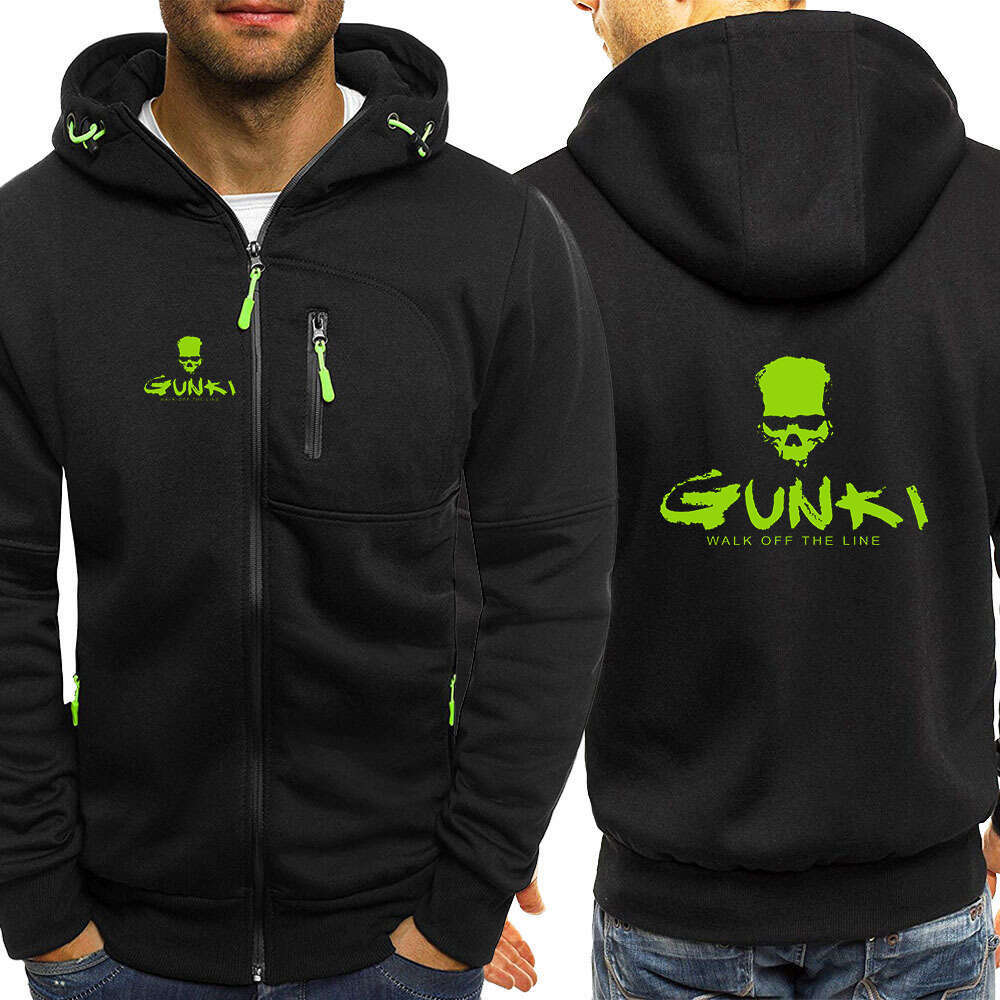 High end Autumn Spring Gunki Logo Printed Cardigan Hooded Zipper Sweatshirts Men s Outdoor Popular Sports Streetwear Leisure Hoodies Sport Leiure Hood