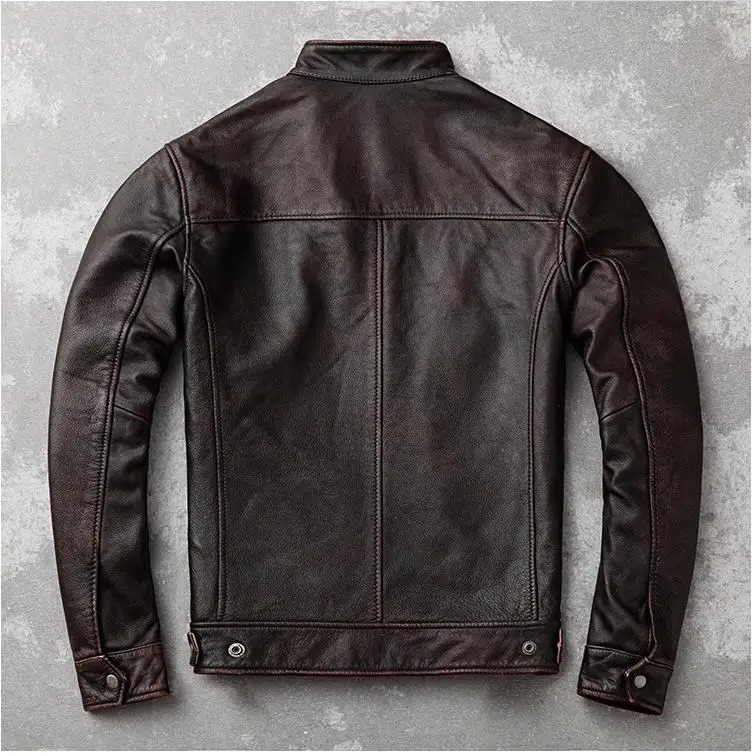 YR Super sales. Classic motorcycle rider leather jacket. Slim is suitable for cowhide jackets. Mens fashionable leather jacket. Asian size 241023