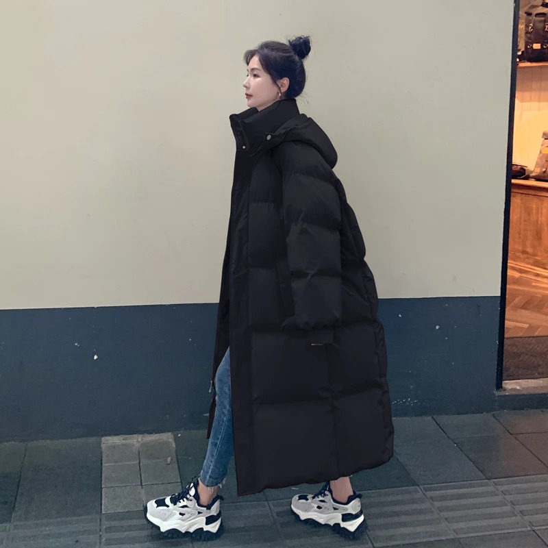AOSSVIAO 2024 Down Coats New Long-Style Cotton Dress Version Large Size Korean Fashion Jackets Winter Heat Parka Feminina